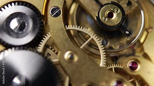 working clockwork gears (clock mechanism) inside a vintage clock