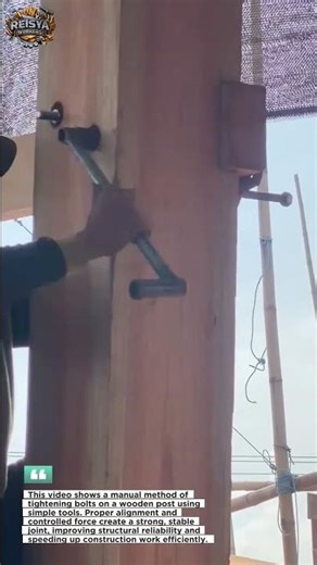 Manual Bolt Tightening Technique on Wooden Post | Strong & Precise Joint