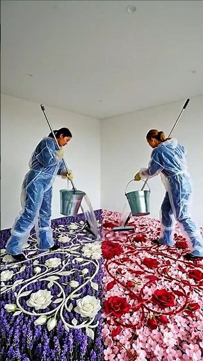 I Turned This Apartment Into $38,499 Floral Double Floor🪻🌸 #epoxy #epoxyfloor #diy