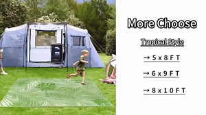 famibay Tropical RV Outdoor Rug All Weather Reversible Patio Rugs Outdoor 8x10 Waterproof Plastic Camping Rug Tropical Outdoor Rugs for Patio Deck Canping (Green)