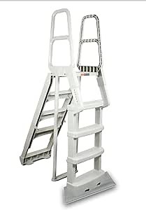 Main Access Comfort Incline Above Ground Pool Entry System with 10 x 24 Inch Pool Mat Taupe