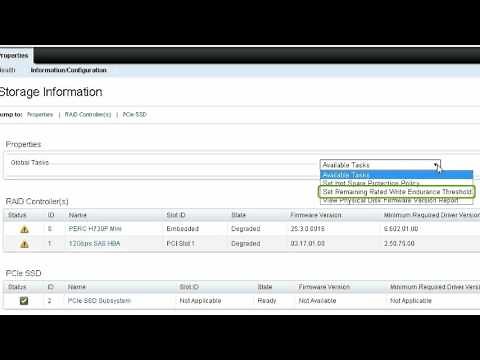 Dell OpenManage Storage Services 8.2 - Setting the Remaining Rated Write Endurance Threshold