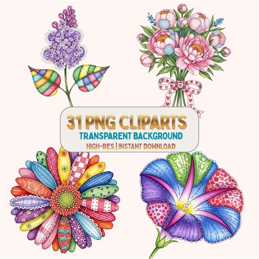 Spring Flowers Clipart Collection – 31 Transparent PNG - Etsy