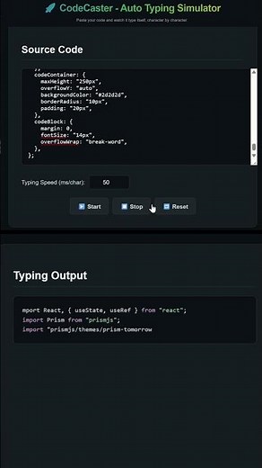 Mini Project #2 : Auto-Typing Code Simulator in React | #shorts
