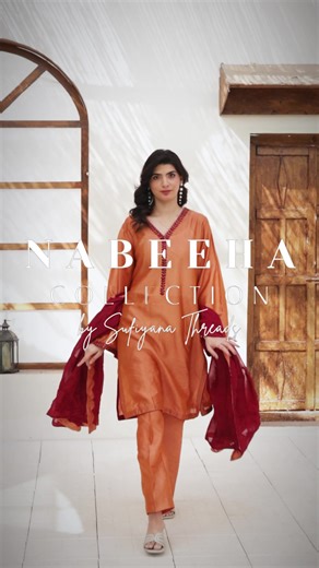AVAILABLE NOW | ST-NB-012 | 3-Piece Suit | Stitched | Rs. 16,500 Saffron and Vermillion Red Handcrafted Pakka Tanka, Hand Embroidered with Appliqué work dupatta. Premium Shisha Silk Sizes: S, M, L Nabeeha Collection by Sufiyana Threads #SufiyanaThreads #HandEmbroidery #PakistaniFashion #TraditionalWear #ArtisanMade