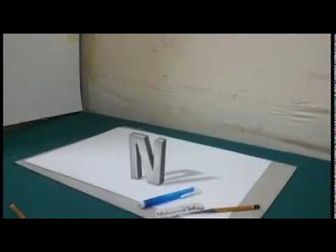 hướng dẫn vẽ tranh chữ 3D (N) bút chì đẹp đơn giản