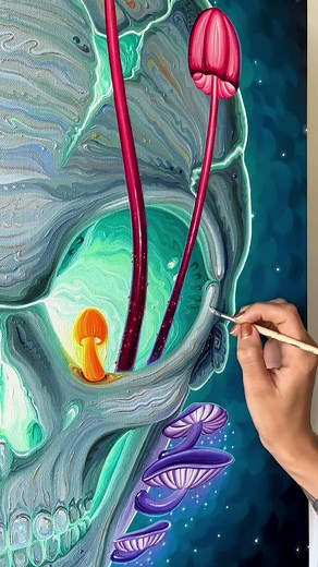 Extraterrestrial Alien Skull Sci-Fi Oil Painting