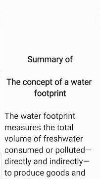 The Concept of Water Footprint Summary