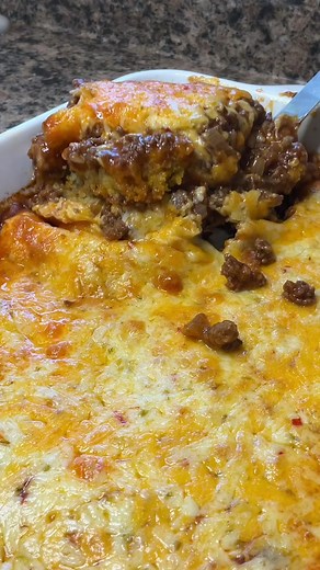 Try this easy and delicious taco cornbread casserole! Always a kid pleaser and feeds about 8 people! #dinner #taco #cornbread #casserole #yum #easyrecipe #budgetmeals #kidapproved