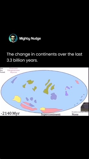 MIGHTY on Instagram: "The continents we know today are not fixed pieces of land, but massive plates that have been moving, colliding, and reshaping the face of Earth for billions of years. Over the last 3.3 billion years, the planet has seen multiple cycles of continental formation and breakup driven by plate tectonics—the slow but powerful movement of Earth’s crust over molten rock below. Early in Earth’s history, small landmasses gradually merged into the first large supercontinents, marking t
