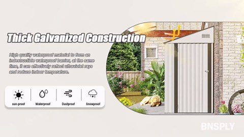 4x8 FT Outdoor Storage Shed, Lean to Shed with Lockable Hinged Door, Metal Garden Shed with 6 Air Vents, Outside Tool Shed with Sloped Roof, Waterproof Storage Building for Backyard, Patio, Gray