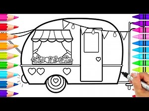 How to Draw a Cute Camper for Kids Step by Step | Cute Camping Coloring Pages | How to Draw an RV