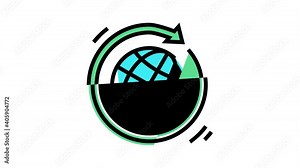 worldwide circular economy animated color icon. worldwide circular economy sign. isolated on white background