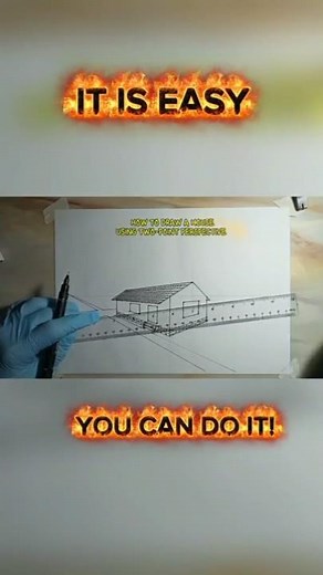 🎨 How to Draw a Two-Point Perspective House (Step-by-Step for Beginners) #art #twopointperspective