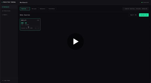 It s such a good feeling when your idea starts coming to life. The new Data Workbench on Prediction Terminal is starting to show signs of life. Current workflow: add dataset → preview… | Adam Wickwire
