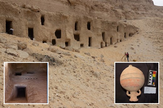 Hundreds of Ancient Egyptian 'rock tombs' carved into mountainside discovered
