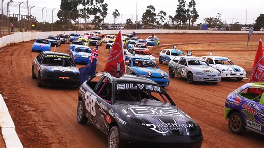 Grand Parade for Friday, day one of heats for the 2026 SSA Junior Sedan National Title. Tyres & More Esperance Speedway Speedway Sedans Australia | Jake Meadley Imagery