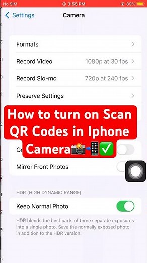 How to turn on Scan QR Codes in Iphone Camera📸📲✅ #iphone #camera #scan #qrcode