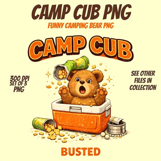 Camp Cub Busted PNG | Distressed Bear Camper Clipart (digital Download) - Etsy
