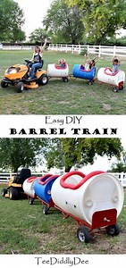 DIY Easy Barrel Train - Easy, Fun, Kids, Holidays, Family, Activity, Party