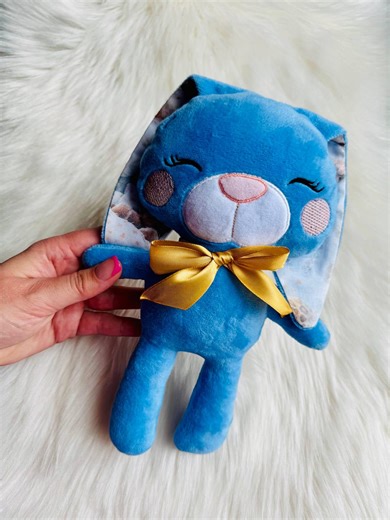 Personalized Blue Bunny Plush Toy, Embroidered Sleepy Eyes, Soft Baby Gift - Etsy