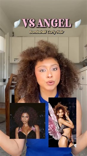 Paris Francisca on Instagram: "VS ANGEL BOMBSHELL CURLY HAIR EDITION 🩷🪽 I am OBSESSED with how these curls came out!!! Let me know if you guys end up trying this routine 🤭🤭🤭 @victoriassecret @imaanhammam Hair products used 👇🏽 @rizoscurls refresh & detangler spray, curl custard, hair pick, and microfiber towel @isima curls don’t lie and delicia hair oil @olaplex curl gel @amika top gloss shine spray @bouncecurl define brush @dysonusa nural blow dryer"