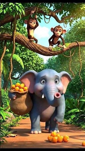 Funny Elephant vs Mischievous Monkeys 🐘🍬 | 3D Cartoon Jungle Story | Pixar Style Animation #cartoon