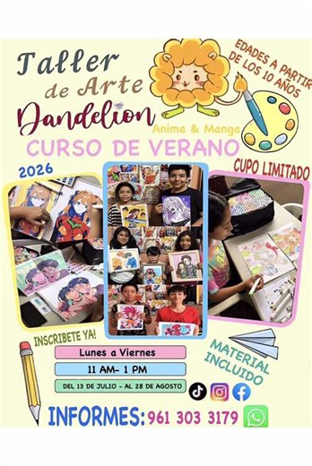 Tenemos curso de verano en taller Dandelion 🌼✍️ #dibujos #clasesdedibujo #cursodeverano #tallerdeartedandelion #tuxtlagutierrez