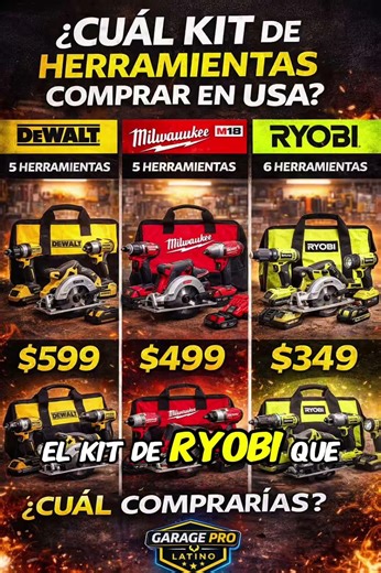 ¿Qué kit comprar en USA? DeWalt vs Milwaukee vs Ryobi 🔧 #homedepot #handyman #herramientasusa