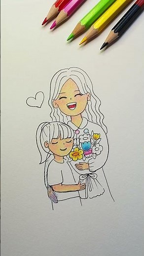 วาดรูปวันแม่สวยๆง่ายๆ #วาดรูปกัน #drawing #art #easydrawing.