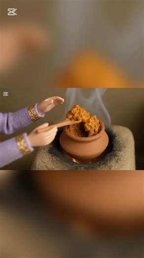 Miniature Doll Banana Flower Curry Cooking 🤤 | Indian Village Tiny Kitchen #shorts