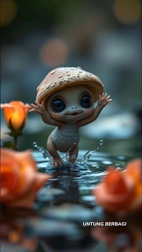 Adorable Mushroom Alien Jumps in Fantasy Lake | Viral AI Animation 2025!