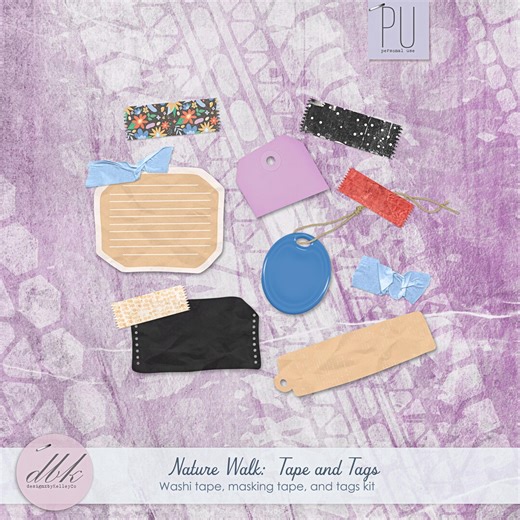 Digital Scrapbook Hand Drawn Elements, Digital Scrapbooking Tags, Digital Washi Tape, Scrapbook Wrinkled Masking Tape Pieces, Nature Walk - Etsy