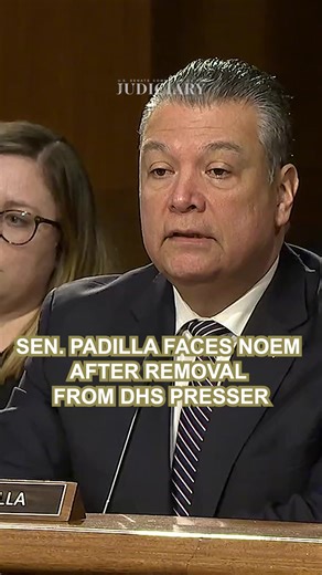 Sen. PADILLA: Secretary Noem, I’m Senator Alex Padilla, the senior Senator for the State of California. (Senator Padilla was indefensibly wrestled to the ground at Noem’s press conference last June.) | Senate Judiciary Committee