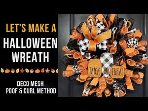 *NEW* HALLOWEEN FALL WREATH TUTORIAL | EASY DIY DECO MESH POOF & CURL METHOD | Wreath Making