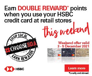 This weekend, December 3rd – 4th get DOUBLE REWARD points on all local and international retail purchases when using your HSBC Bermuda Credit Card. See our website for details. https://grp.hsbc/6188JYd3E | HSBC Bermuda | Facebook
