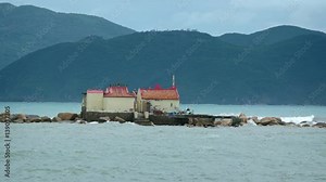 Small Buddhist Temple on the Tiny Island of Hon Du in Vietnam