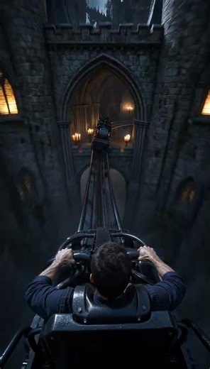 🏰 Dare to drop from the haunted castle? 👻🎢 #POV #RollerCoaster #PhantomKeep #HauntedCastle #FPV