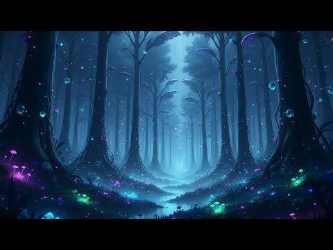 Alien Bioluminescent Forest 🌌 | 6 Scenes Ambient Music & Nature Sounds (1 Hour)