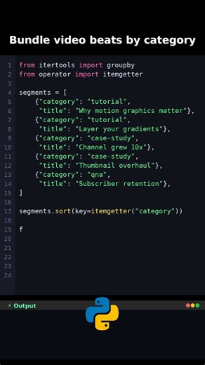 Itertools Grouped Segments #pythoncombinesortingidea