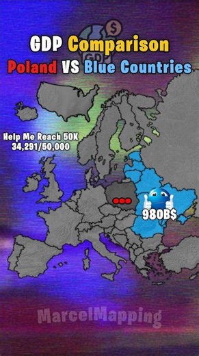 GDP Comparison Poland VS Blue Countries #popular #geography #shorts #fyp