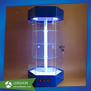 [Hot Item] Hexagon Acrylic LED Display Case Rotating Cabinet Shelf
