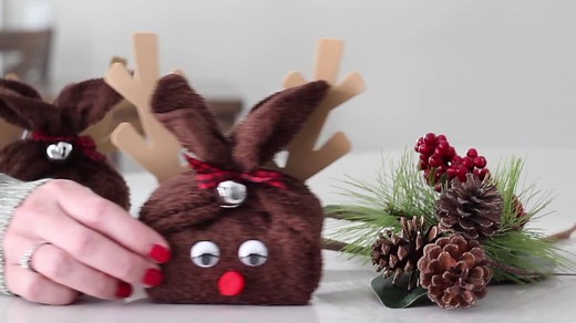 DIY Washcloth Reindeer Craft for Christmas! Details & Directions: https://www.smartschoolhouse.com/diy-crafts/washcloth-reindeer | Smart School House