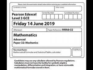Mechanics 2019 Pearson Edexcel A level maths