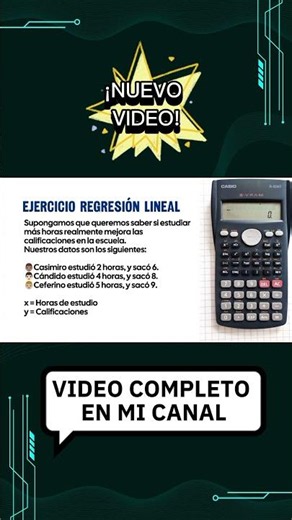 REGRESION LINEAL EN LA CALCULADORA CIENTIFICA TE INVITO A VER EL VIDEO COMPLETO