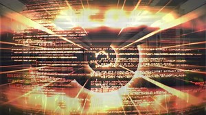 Animation of circular tunnel over looping computer language against server room in background | Premium Stock Video Footage