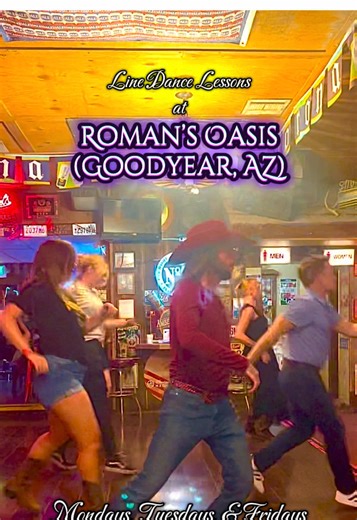 Roman’s Oasis in Goodyear gives line dance lessons EVERY Monday, Tuesday, and Fridays! All of them starts at 7pm and it’s FREE! What about swing dance lessons? Yes! They give partner dances on Thursdays at the same time. No partner is needed to bring. I HIGHLY RECOMMEND checking their lesson nights out if you live close or in Goodyear. * I don’t own rights to the song playing #arizona #country #linedance #dance #fun