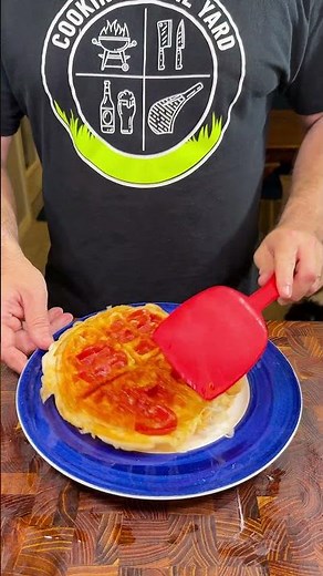 Upside Down Pizza Waffle 🍕🧇 Recipe in Description 🔥