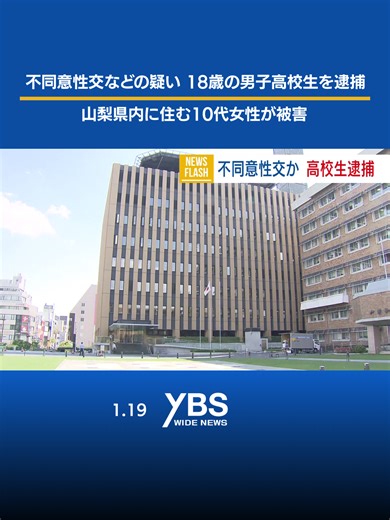18歳の男子高校生を逮捕 不同意性交などの疑い 10代女性が被害 #山梨 #tiktokでニュース #YBS