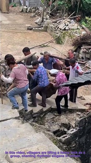 Village Teamwork: Lifting Heavy Rocks Together